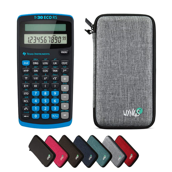 TI-30 ECO RS Taschenrechner inklusive Schutztasche von WYNGS in Hellgrau - Basic Set, Hellgrau