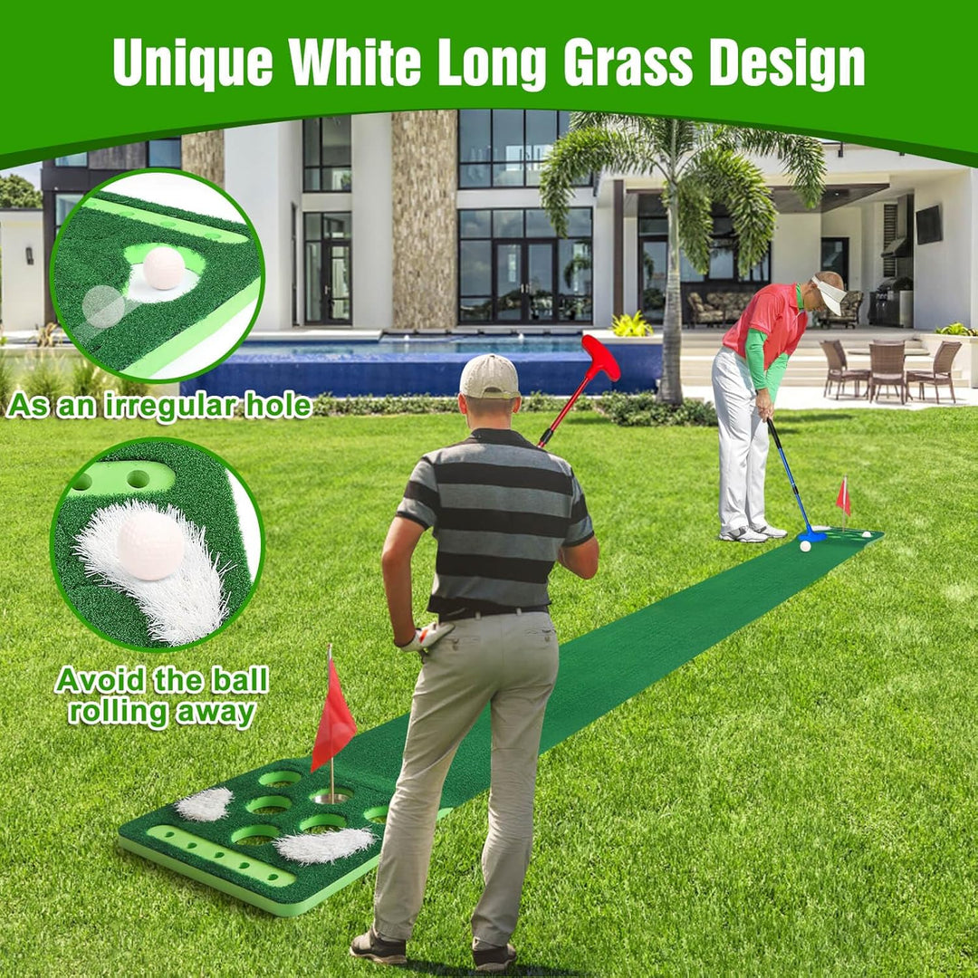 KEMLDIVS Golf-Pong-Spiel-Set, abnehmbare Golf-Pong-Putting-Matte mit 8 Golfbällen, 2 Golfbechern und