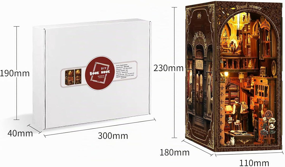 LUMYCE Book Nook Kit für Erwachsene Holzpuzzle DIY Miniatur Haus 3D Puppenhaus - Buchstütze für Büch