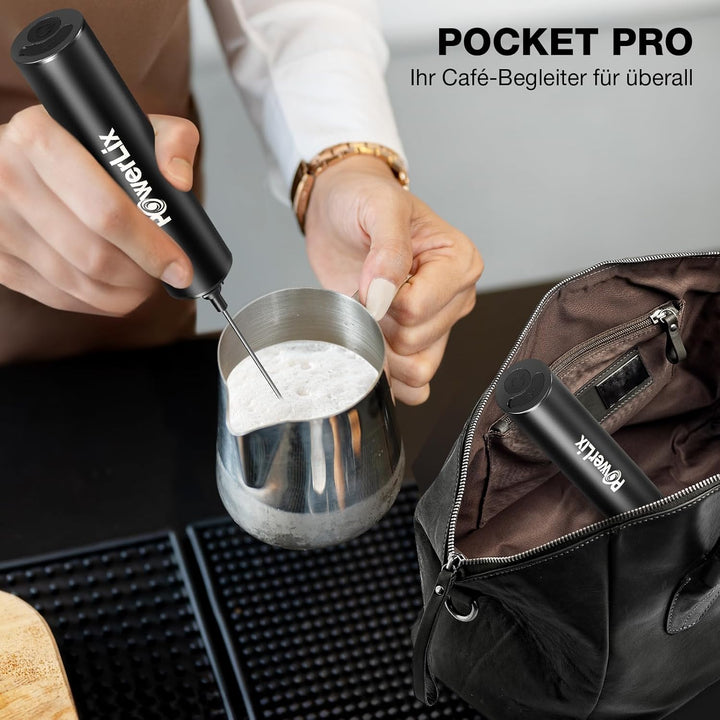POWERLIX Pro 3-in-1 Elektrischer Milchschäumer Handheld - USB-C Wiederaufladbar, 10.000 U/min Schnel