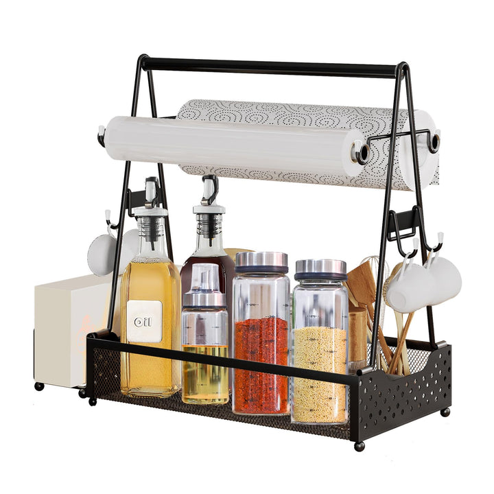 Grill Caddy für Camping,Picknick & Outdoor Edelstahl Campingzubehör Organizer,Schwarz Metall Tassens