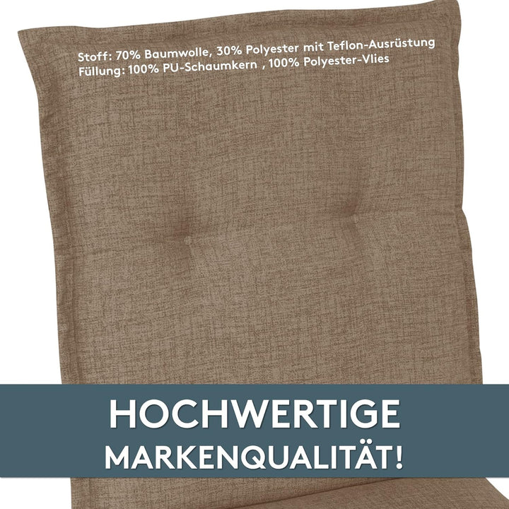 LILENO HOME Gartenstuhl Auflagen als [2er Set - Niedriglehner] in Hellbraun - Bequeme Liegen als Sit