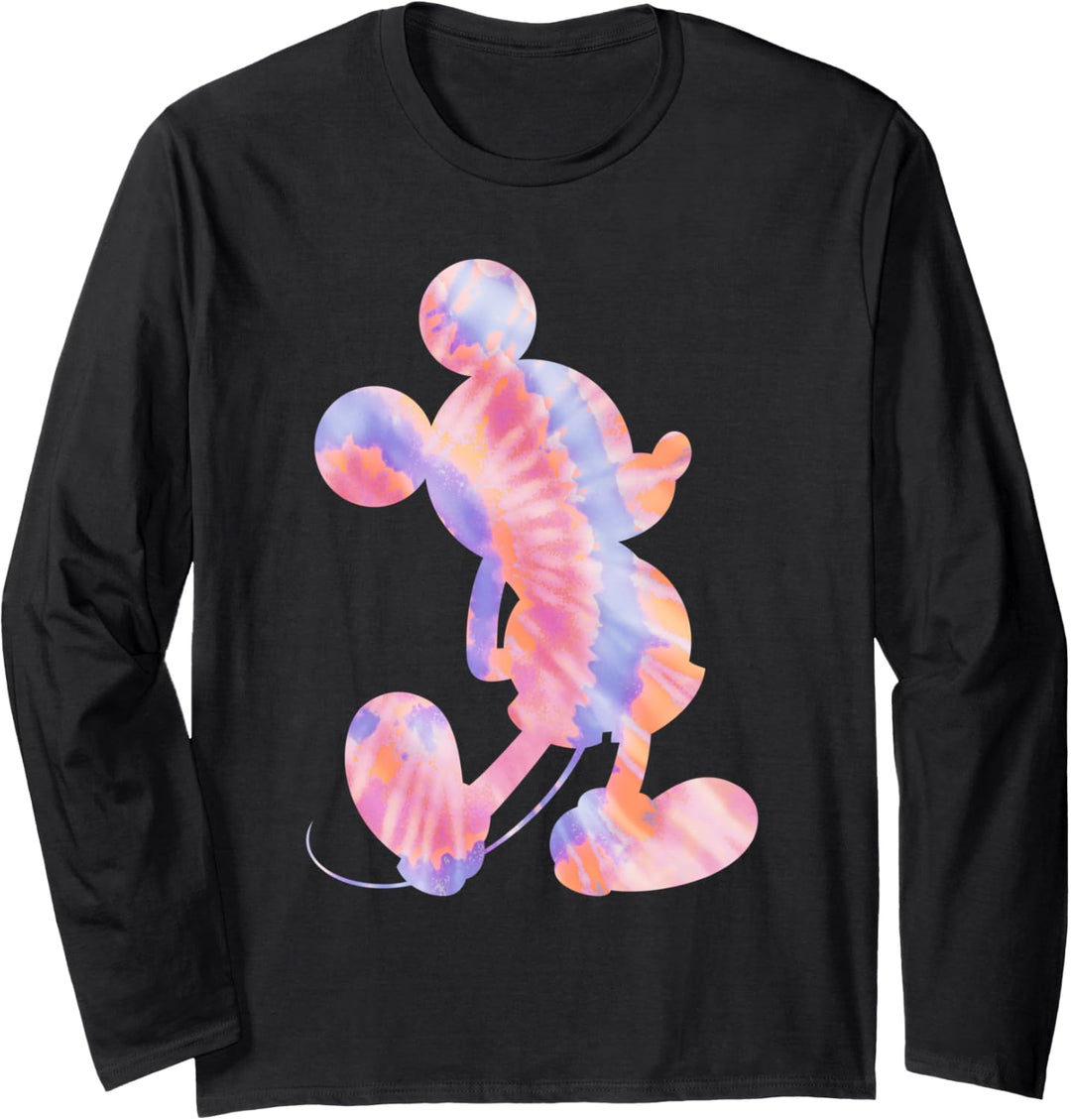 Disney Mickey Mouse Silhouette 90s Tie Dye Langarmshirt
