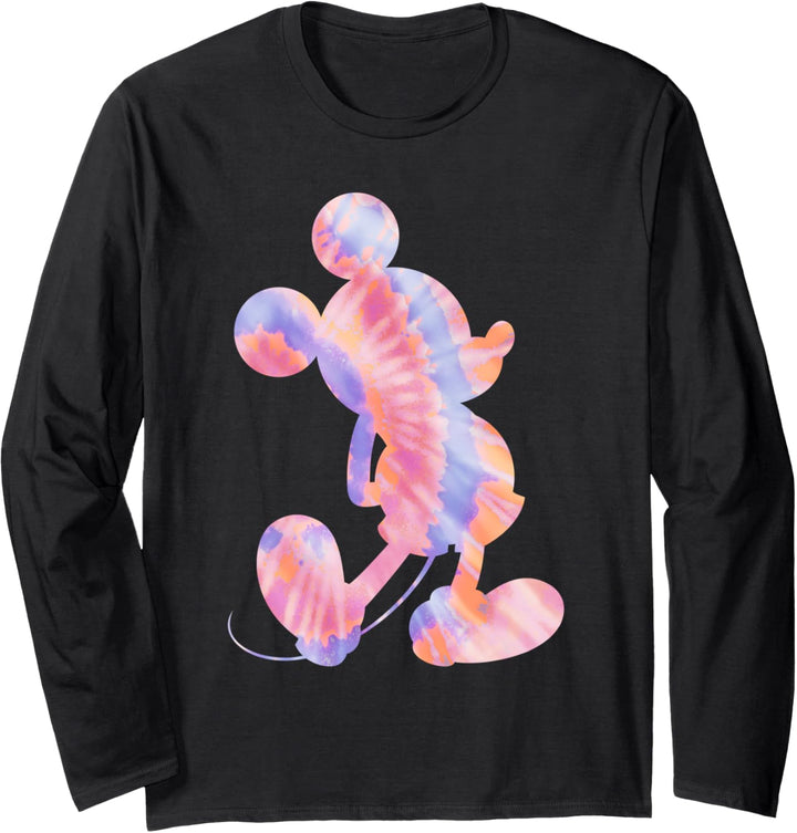 Disney Mickey Mouse Silhouette 90s Tie Dye Langarmshirt