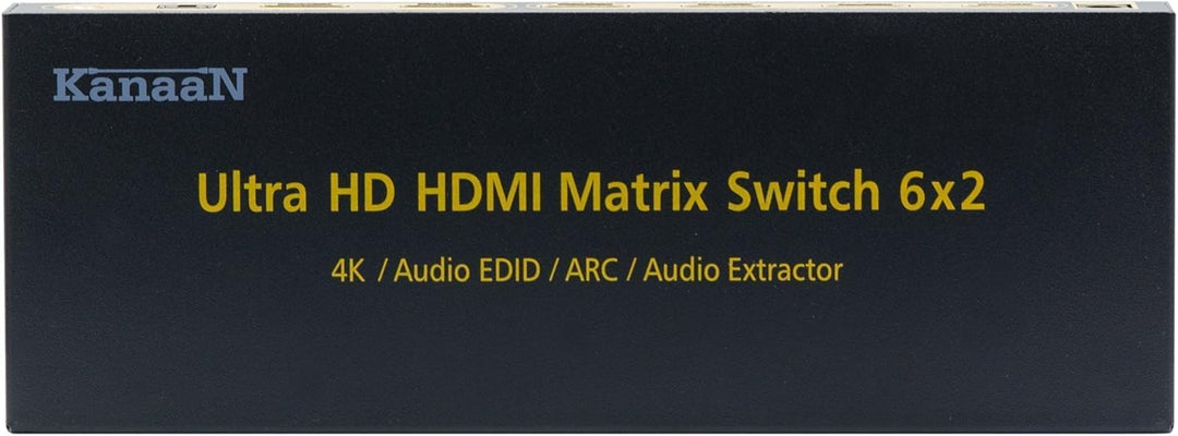 KanaaN Leicke 4K UltraHD HDMI 6x2 Matrix Switch mit Fernbedienung | 5.1 Surround SPDIF Optisch + Ste