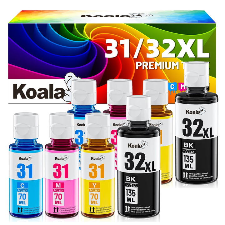 Koala 31 32XL Nachfülltinte Kompatibel für HP Smart Tank 5105 5108 (8 Pack) | Kompatibel mit HP Smar
