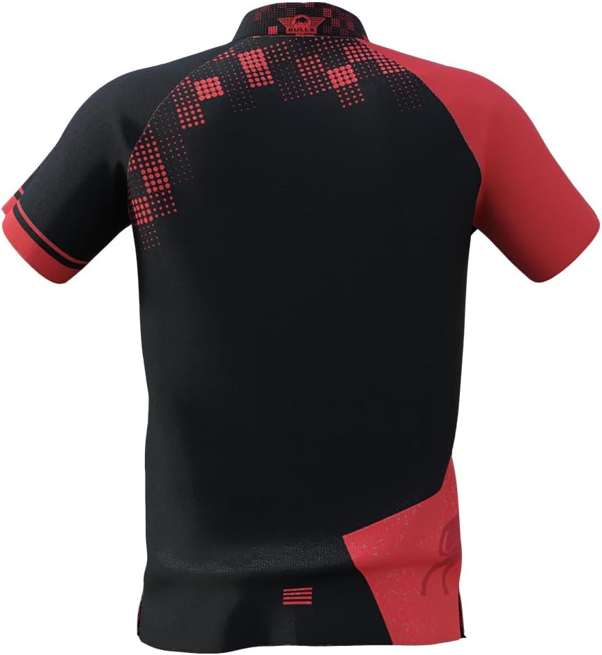 Das Schlichte Schwarze Dart-Poloshirt von Bull | 100% Polyester | ist strapazierfähig und bequem, wä