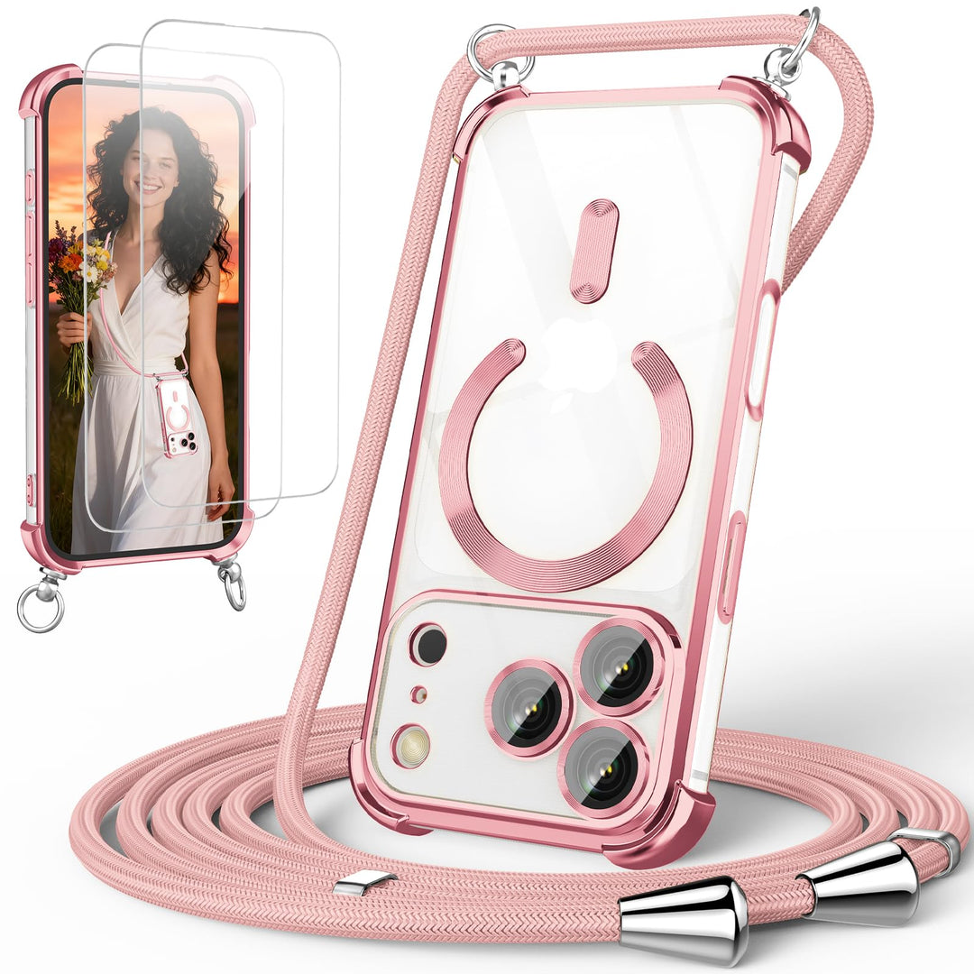 GOODVISH Handykette für iPhone 17 Pro Max Hülle mit Band, mit 2 Stück Schutzfolie und Kamera Schutz,