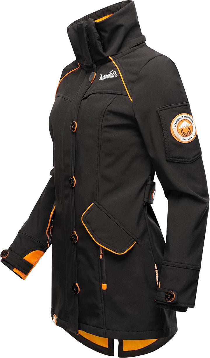 MARIKOO Damen Outdoor Parka Kurzmantel Outdoor Mantel wasserdicht mit Kapuze Soulinaa XS Schwarz, XS