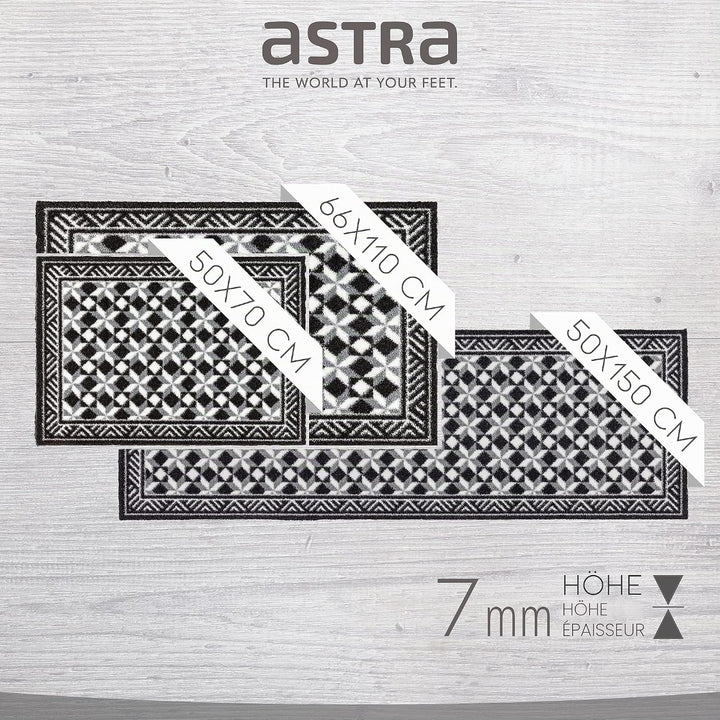 Astra rutschfeste Sauberlaufmatte innen - Fliesen grau 50 x 70 cm - Wohnraum Fussmatte Design - Extr