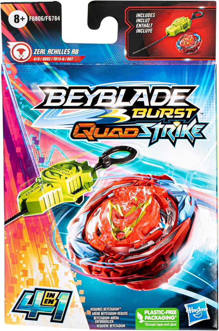Beyblade Burst QuadStrike Zeal Achilles A8 Starter Pack, Battle Kreisel mit Starter, Spielzeugset fü