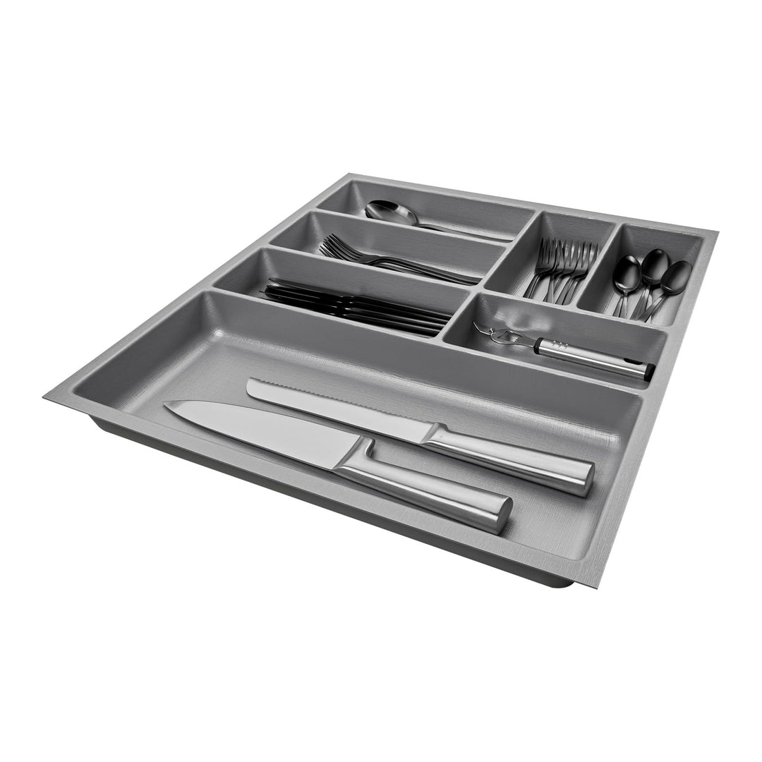 SO-BOX 2 Besteckkasten Breite 50,9 cm, Tiefe 46,2 cm mit silbergrauer Kanvas-Struktur für Schubladen