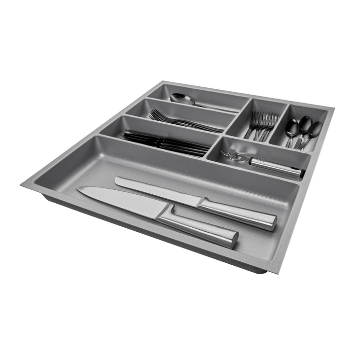 SO-BOX 2 Besteckkasten Breite 50,9 cm, Tiefe 46,2 cm mit silbergrauer Kanvas-Struktur für Schubladen