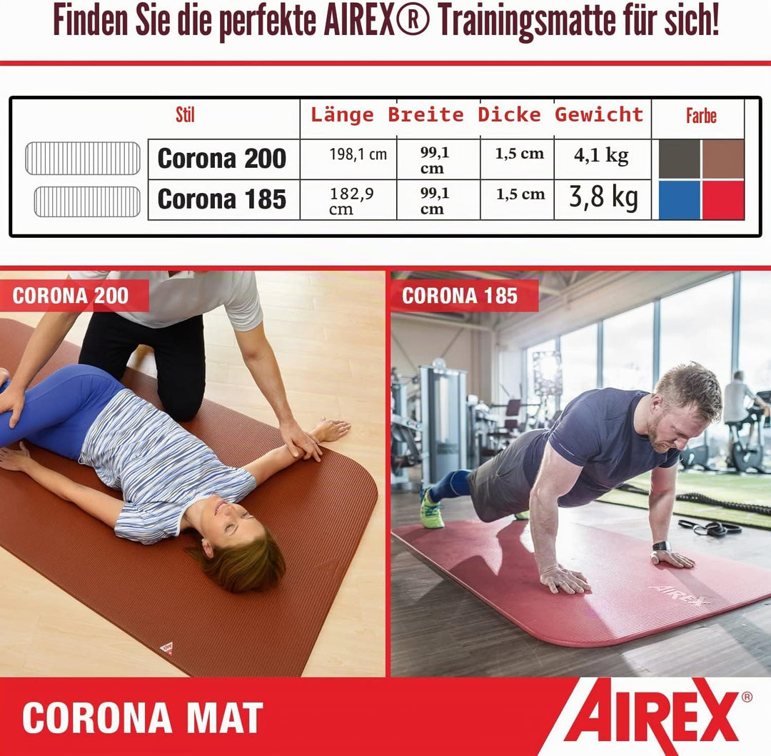 Airex Corona Gymnastikmatte, 200 x 100 cm, Blau