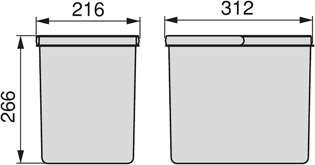EMUCA 8937223 Abfallsammler, Müllbehälter für zuschneidbaren Basis, Eimer mit höhe 266mm und Fassung