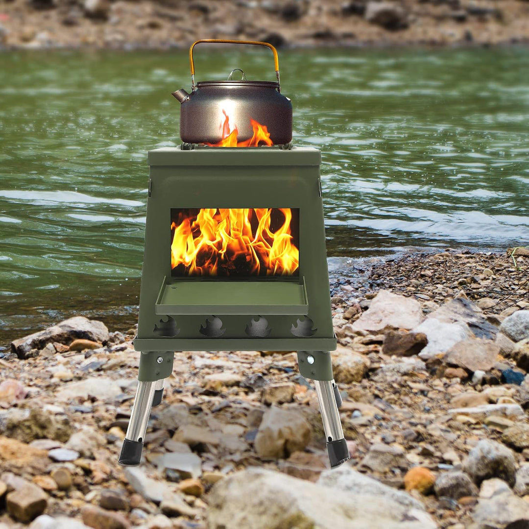 Zeltkocher, Raketenofen Outdoor| Grün | Tragbarer Holzofen für Camping, Outdoor, Zeltheizung, Campin