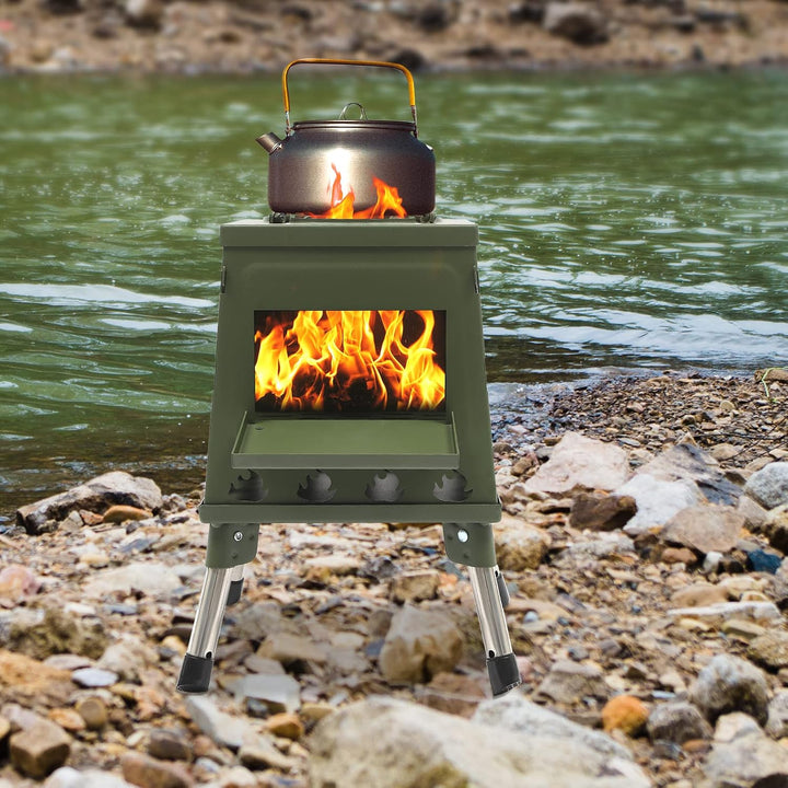 Zeltkocher, Raketenofen Outdoor| Grün | Tragbarer Holzofen für Camping, Outdoor, Zeltheizung, Campin