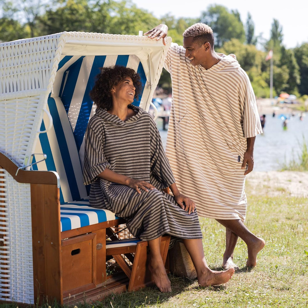 HOMELEVEL Badeponcho Unisex - Surf Poncho aus 100% Baumwolle - Tuch für Erwachsene - Bademantel für