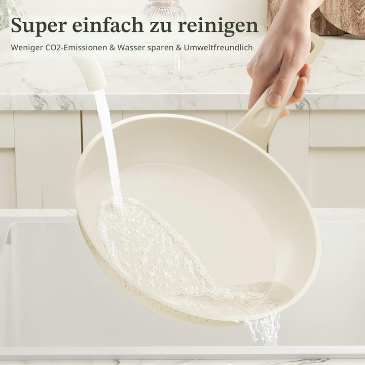 Innerwell 3-teiligs Antihaft Pfannenset mit Deckel 20+24+28 cm, Induktion Pfanne Keramik Antihaftbes