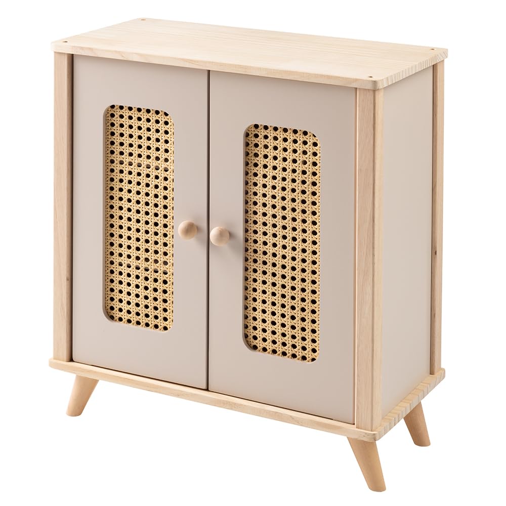 howa Puppenschrank Puppenkleiderschrank aus Holz miniflowers Puppenmöbel mit Kleiderstange, Regalen