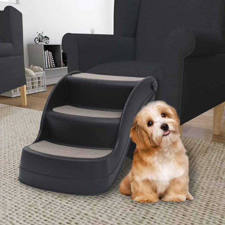vidaXL Hundetreppe mit 3 Stufen Klappbar Schwarz, Schwarz