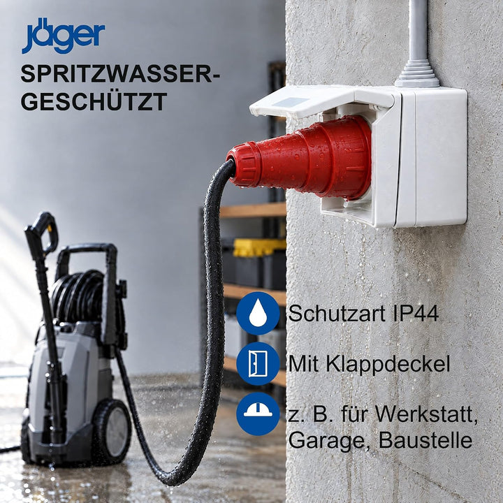 SIROX® CEE-Aufputzsteckdose, 5-polig, 400 V, 6 h Stromstärke 16 A, Farbe verkehrsweiss, Verkehrsweis
