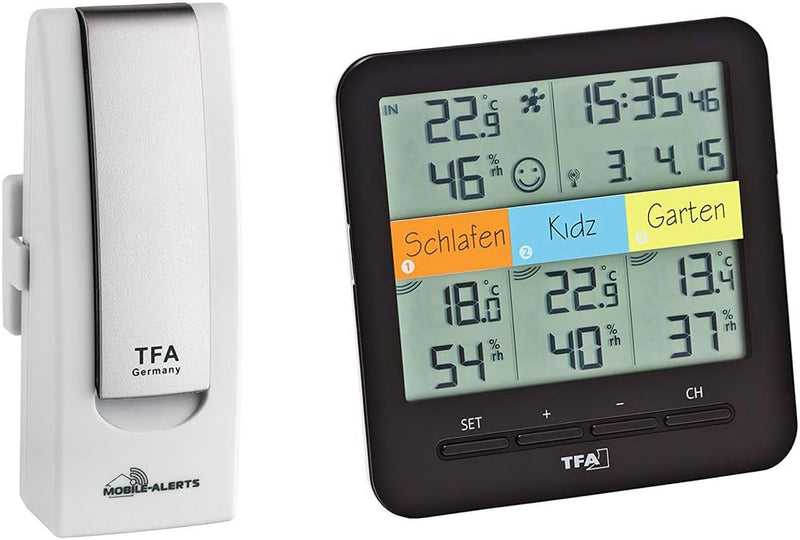 TFA Dostmann 31.4007.02 Weatherhub Starter-Set mit Klima@Home Funk-Thermo-Hygrometer, Mobile Klima-