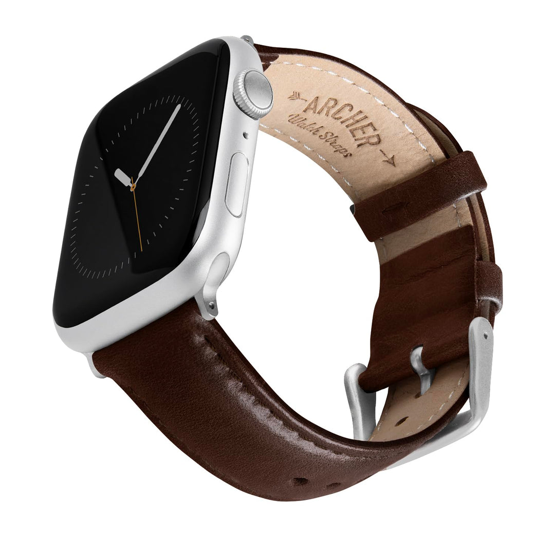 Archer Watch Straps - Uhrenarmbänder aus Hochwertigem Genarbtem Leder für Apple Watch Dunkle Kastani
