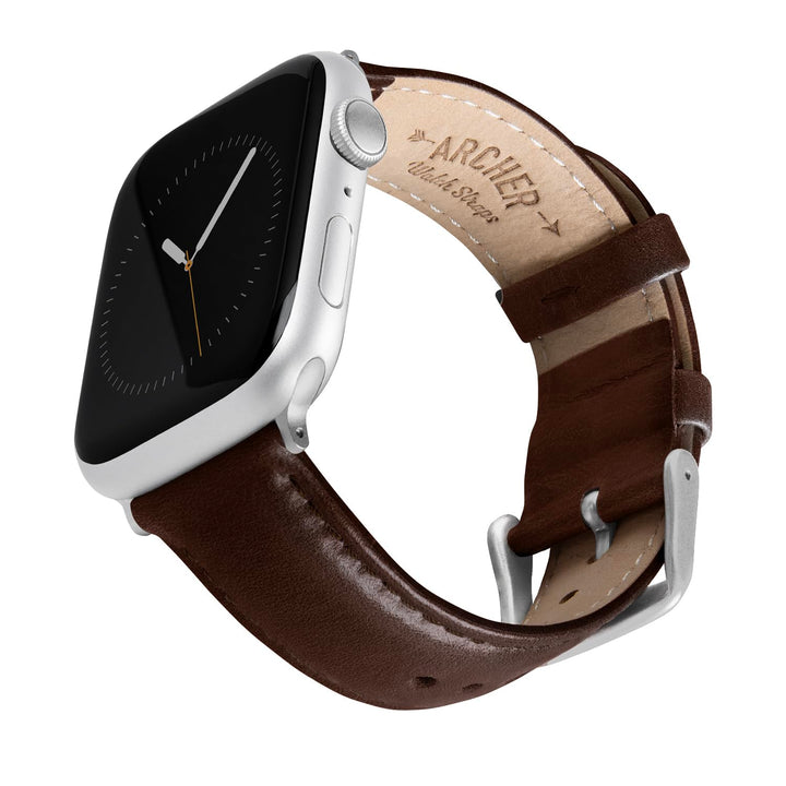 Archer Watch Straps - Uhrenarmbänder aus Hochwertigem Genarbtem Leder für Apple Watch Dunkle Kastani
