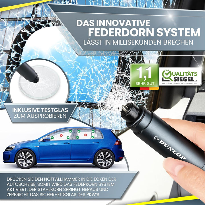 Dunlop Automotive Gurtschneider Notfallhammer-Marken Notfall Hammer mit Testglas zum Üben-Zerstört i
