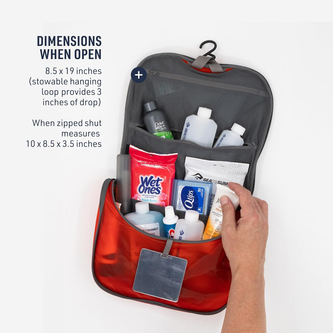 Sea to Summit TravellingLight Hanging Toiletry Bag, Travel Organizer for Men and Women, Large, Spicy