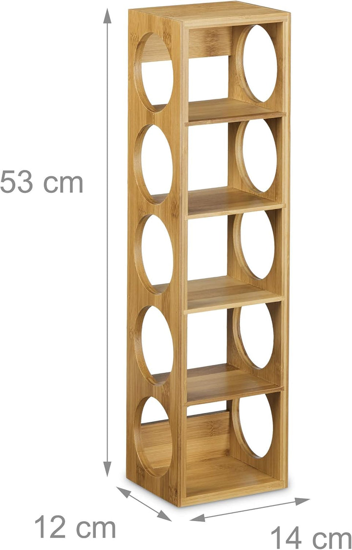 Relaxdays 2X Weinregal Bambus, Flaschenhalter 5 Fächer, Holzregal für Wein, Flaschenregal modern, Hx