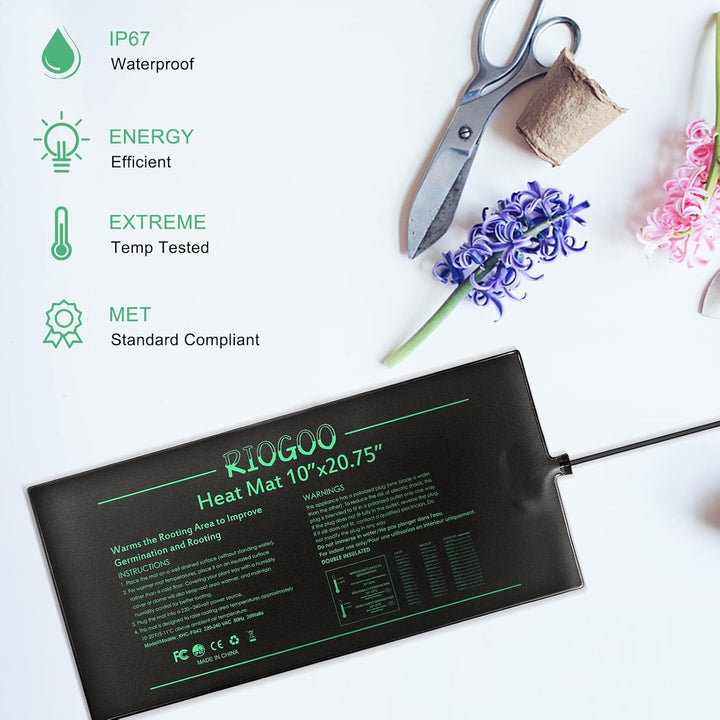 RIOGOO Strapazierfähige Setzling-Heizmatte Wasserdichtes Gewächshaus-Heizkissen 10" x 20,75" Keimbeh
