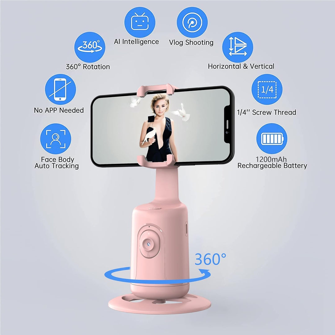 Auto Face Tracking Tripod - Empfindliche bewegliche Halterung, 360°Verfolgung, KI-Chip, Keine App er