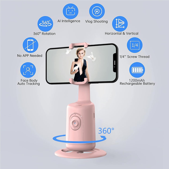 Auto Face Tracking Tripod - Empfindliche bewegliche Halterung, 360°Verfolgung, KI-Chip, Keine App er