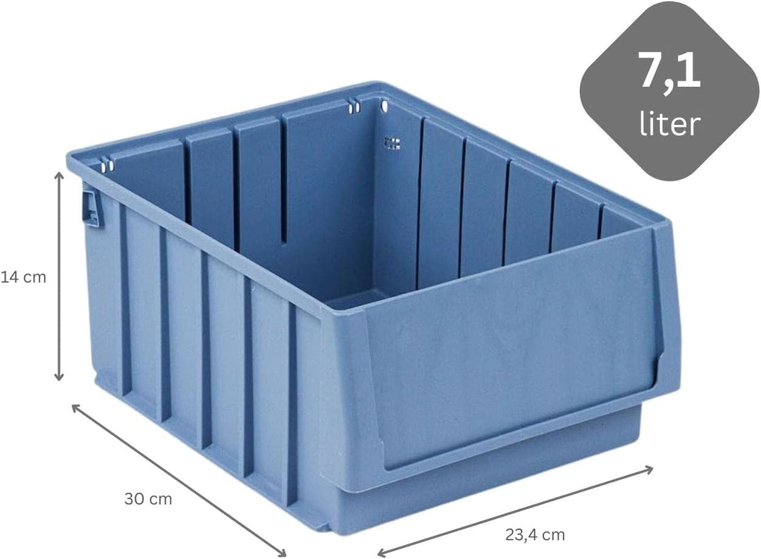 SparSet 5x Regalkasten 300 BH mit Etikett & Schutzhaube | HxBxT 14x23,4x30cm | 7,1 Liter | Sichtlage