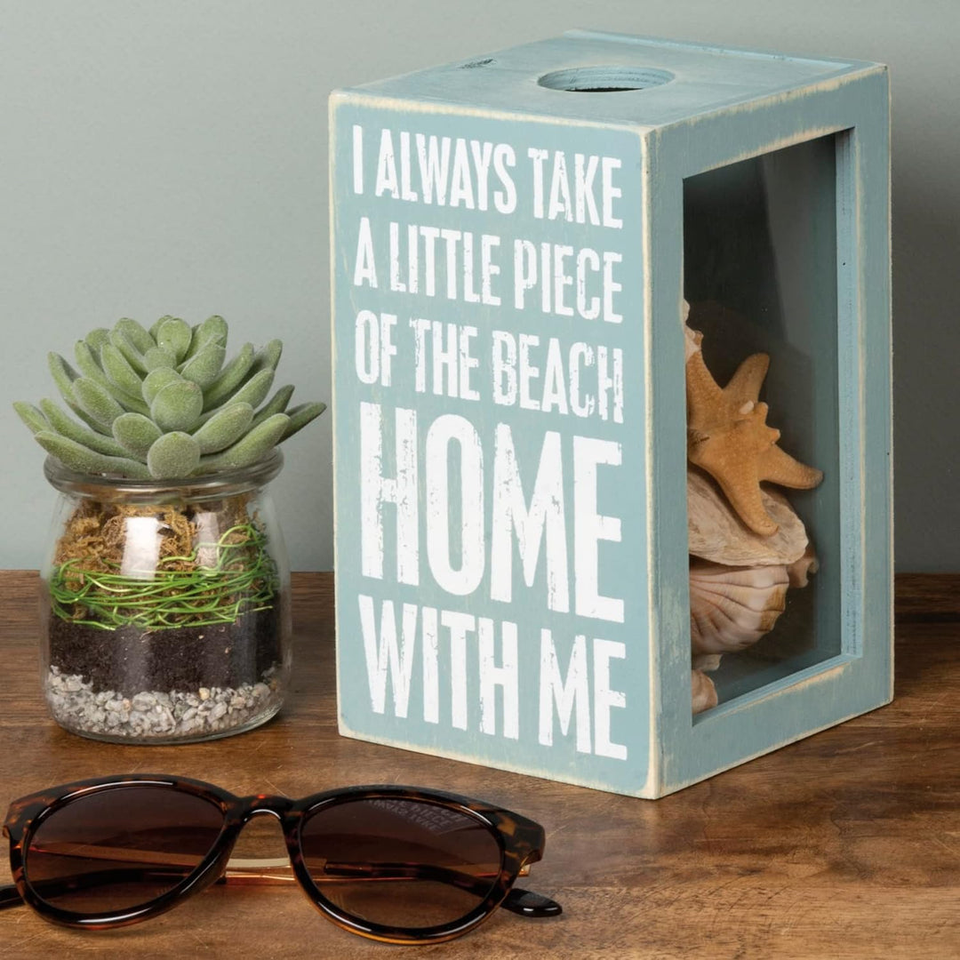 Primitives by Kathy House Decor Sea Shell Holder, 4.25 x 7.25 x 4.25-Inches, Piece of The Beach with