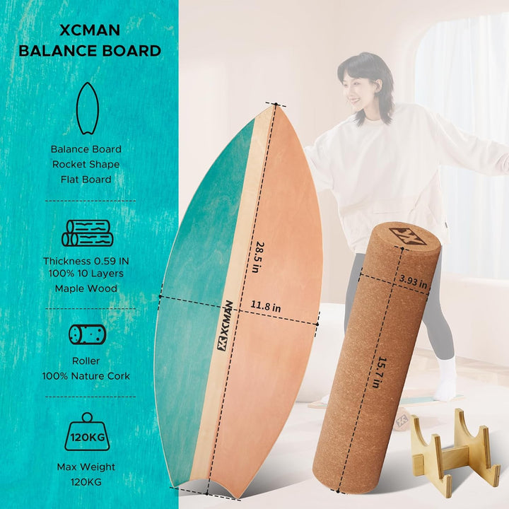 XCMAN Surf Balance Board Trainer Mit Rolle - Stabilitätstrainer Für Erwachsene Und Kinder, Zum Surfe