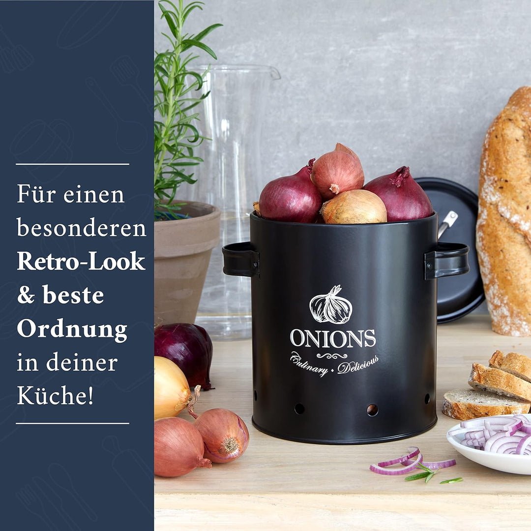 HIKITCHEN Vorratsbehälter Set I Perfekt als Kartoffeltopf, Knoblauchtopf und Zwiebeltopf I Die stilv