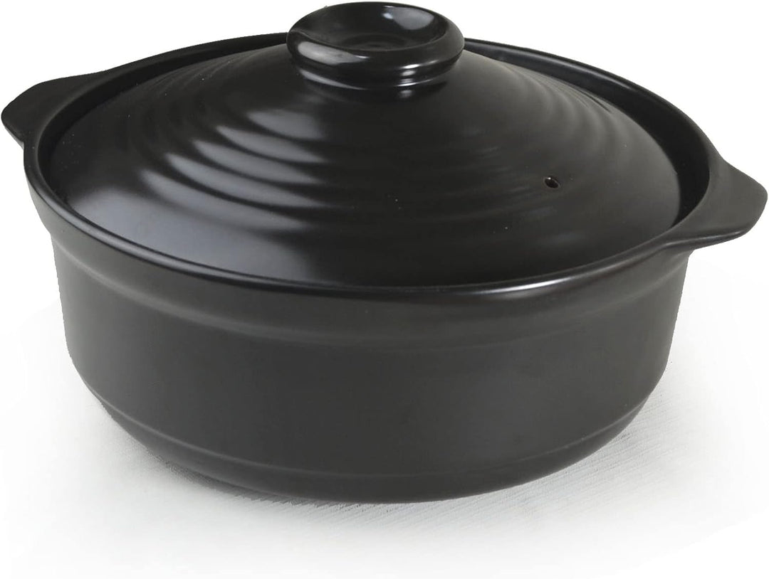 Kasserolle, Tontopf, hitzebeständig, Premium-Keramikschalen, Deckel, Kochen, Suppe, Schwarz (Keramik