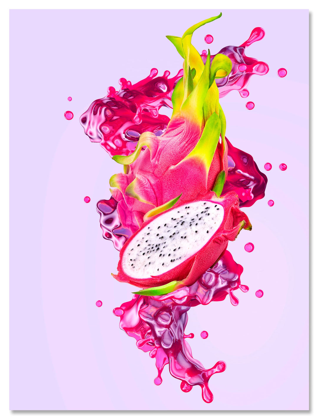 wandmotiv24 Obst & Gemüse als Leinwandbild, 40x30cm, Hochformat, Drachenfrucht & Saft, Küche, Lebens