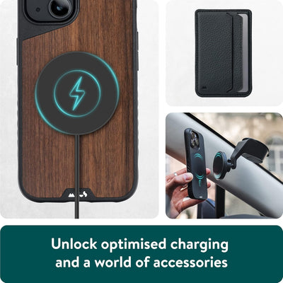 Mous - Hülle für iPhone 14 - Walnuss - Limitless 5.0 - Handyhülle iPhone 14 MagSafe-Kompatibel Case