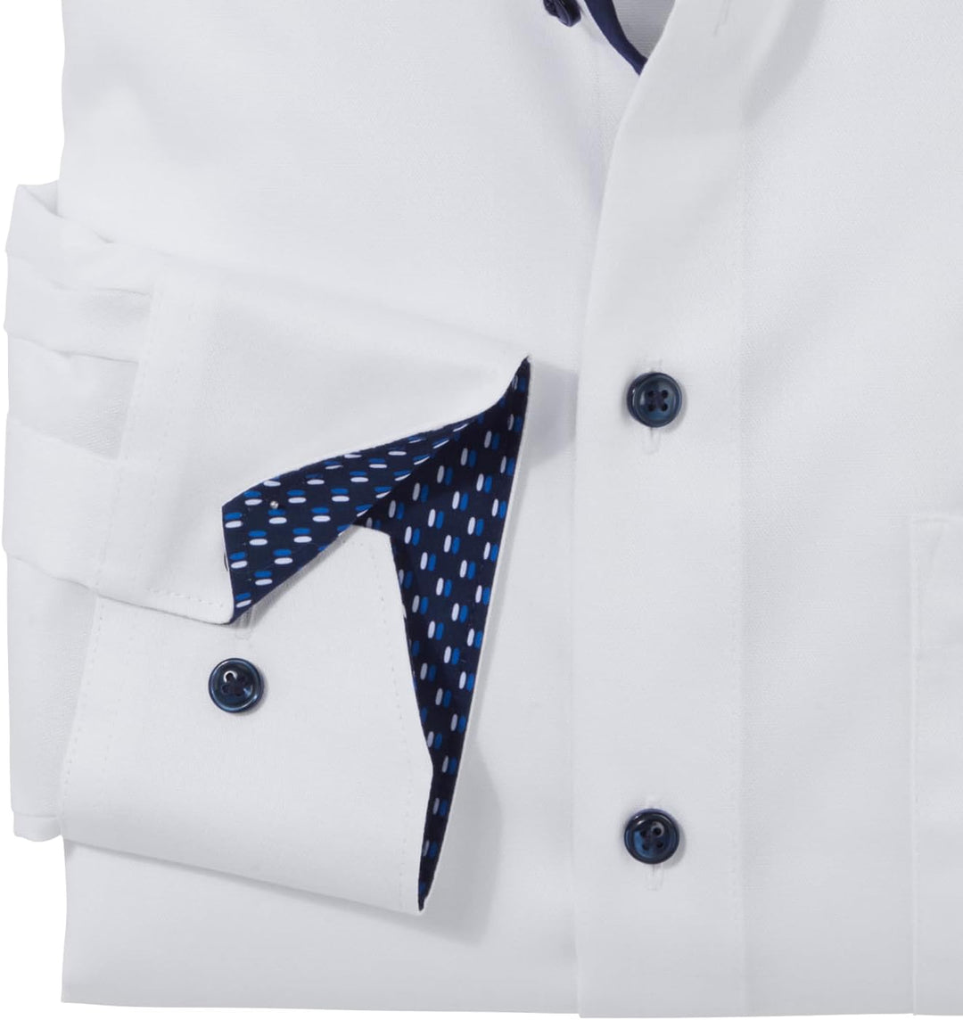 OLYMP Herren Businesshemd Langarm Luxor,Einfarbig,Comfort fit,New Kent 47 Grosse Grössen Weiss 00, 4