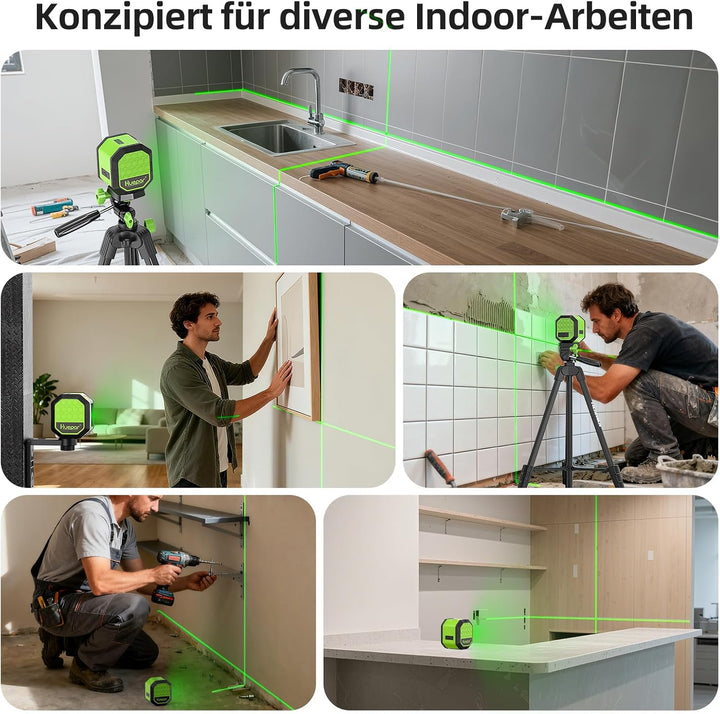Huepar Lasernivellier mit Grünen Kreuzlinien, Selbstnivellierende vertikale und horizontale Linie La
