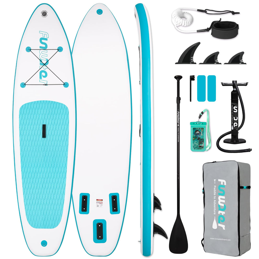 FunWater Aufblasbares Stand Up Paddle Board 10'–11'SUP Set mit Paddel & Pumpe, rutschfestes Eva-Deck