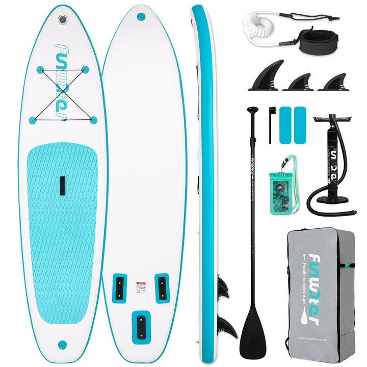 FunWater Aufblasbares Stand Up Paddle Board 10'–11'SUP Set mit Paddel & Pumpe, rutschfestes Eva-Deck