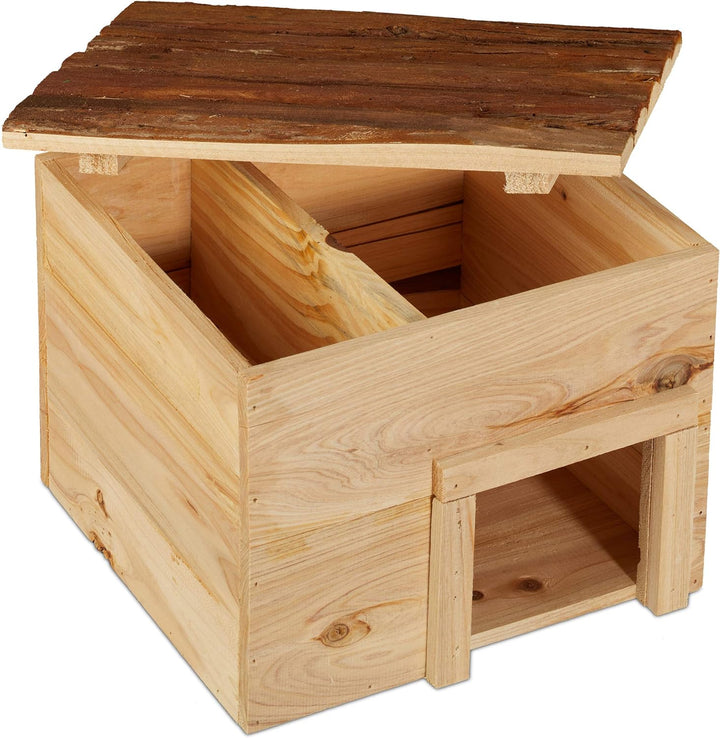 Relaxdays Igelhaus für den Garten, Winterquartier und Unterschlupf, Igelhotel Tannenholz, HBT: 22,5