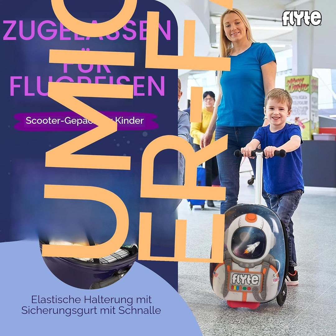 FLYTE Roller-Koffer, Faltbarer Kinderkoffer - Hartschale, Ride On mit Rädern, 2-in-1, 18 Zoll, 25 Li
