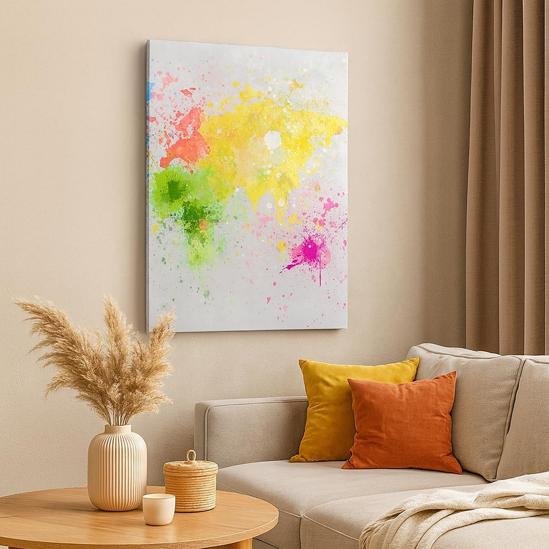 Bilder auf Leinwand Karte Welt modern Leinwandbild mit Rahmen 45x80cm Wandbilder Dekoration Wohnzimm