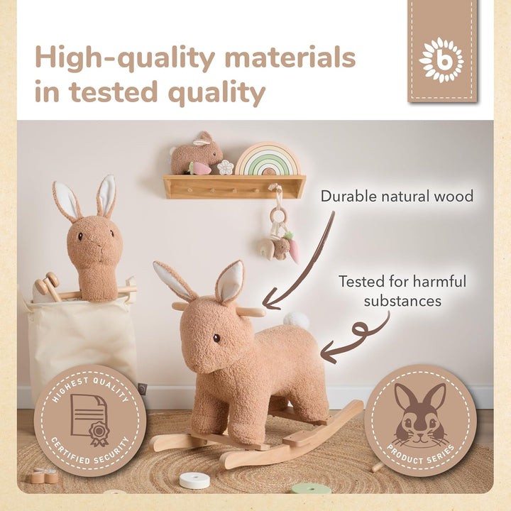 Bieco Plüsch Schaukeltier Hase Fine, 68 cm | Kinder Schaukelstuhl mit Sicherheitsgurt | Baby Schauke